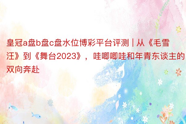 皇冠a盘b盘c盘水位博彩平台评测 | 从《毛雪汪》到《舞台2023》，哇唧唧哇和年青东谈主的双向奔赴