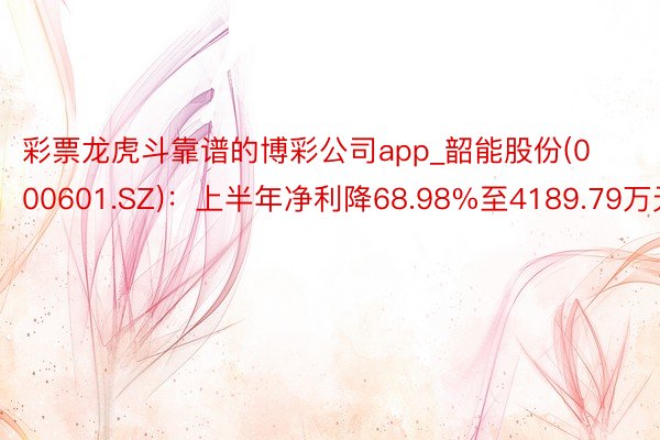 彩票龙虎斗靠谱的博彩公司app_韶能股份(000601.SZ)：上半年净利降68.98%至4189.79万元