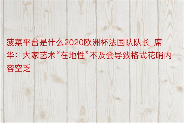 菠菜平台是什么2020欧洲杯法国队队长_席华：大家艺术“在地性”不及会导致格式花哨内容空乏